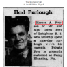 Rapport disciplinaire, T/5 Horace Frey, 893rd Ordnance Co., Sainte-Mère-Église, 1945