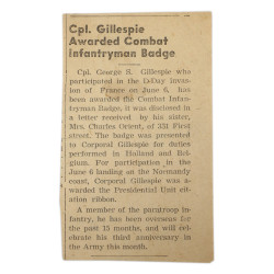 Grouping, T/5 George Gillespie, Rigger Section, Sv. Co., 502nd PIR, 101st Airborne Division, ETO
