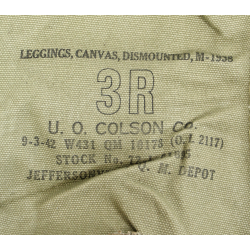 Guêtres en toile, US Army, 3R, U. O. COLSON CO. 1942