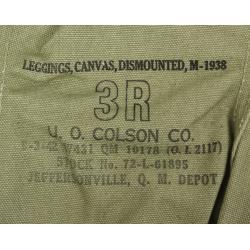 Guêtres en toile, US Army, 3R, U. O. COLSON CO. 1942