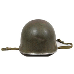 Casque M1, pattes fixes, 39th Inf. Regt., 9th Infantry Division, liner WESTINGHOUSE, A washers verts, Normandie