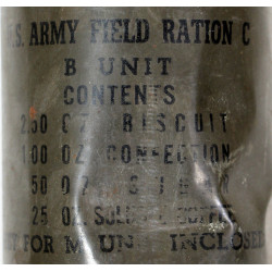 Boîte de ration, B Unit, US Army, Field Ration C, 1942, pleine