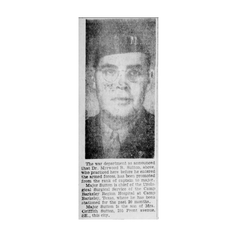 Carte d'identité, Cpt. Myrwood Sutton, Co. C., 67th Medical Battalion, ETO