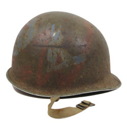 Casque M1, pattes fixes, camouflé, liner WESTINGHOUSE, US Navy