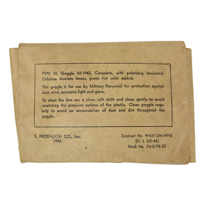 Goggles, M-1943, Clear Lenses, S. FROEHLICH CO., Inc. 1943