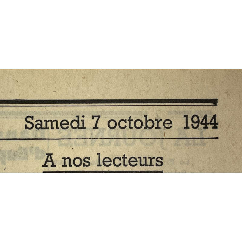 Newspaper, Belgian, La Libre Belgique, October 7, 1944