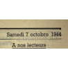 Journal belge, La Libre Belgique, 7 octobre 1944