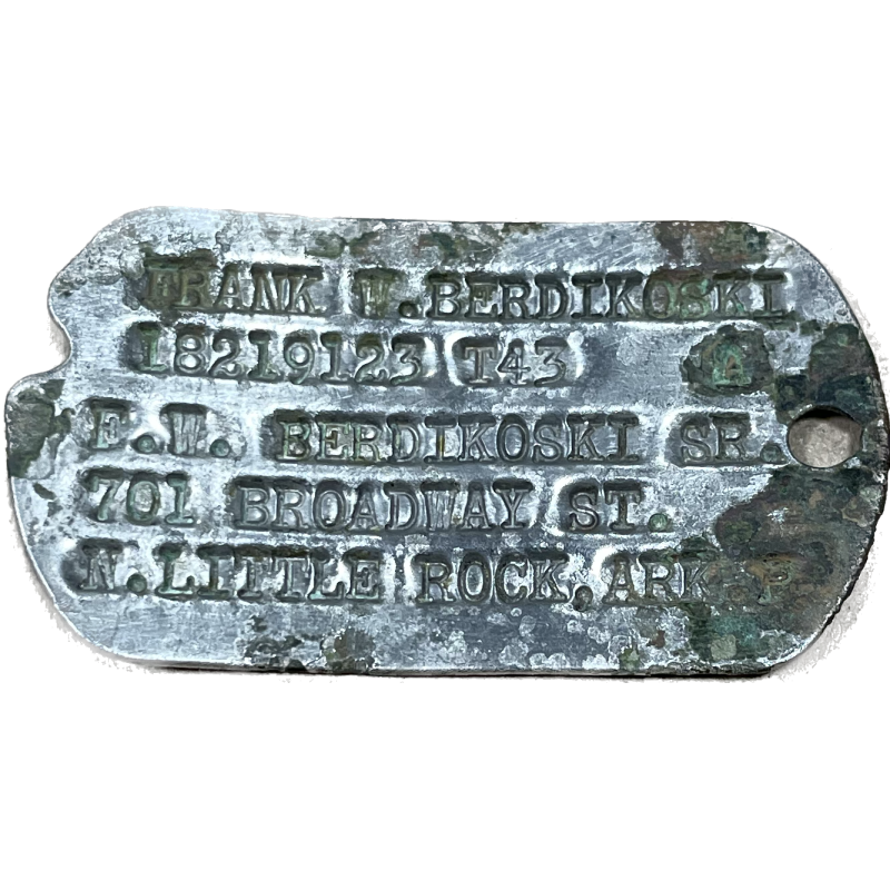 Dog Tag, S/Sgt. Frank Berdikoski, 55th FS, 20th FG, 8th Air Force, USAAF, ETO Dog Tag, S/Sgt. Frank Berdikoski, 55th FS, 20th FG, 8th Air Force, USAAF, ETO
