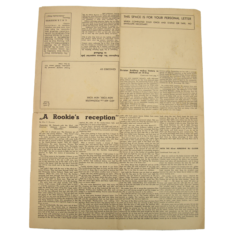Brochure, The „All American“  Paraglide, Nijmegen, October 17, 1944