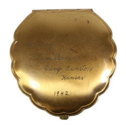 Poudrier en laiton, personnel féminin, ELGIN, US Army, nominatif, 1942