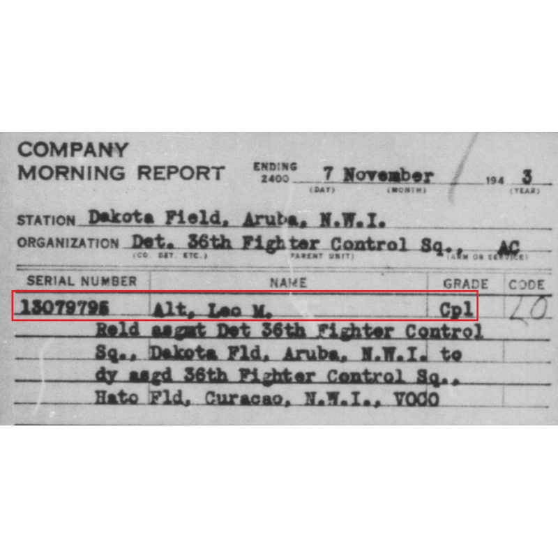 Dog Tags avec silencieux, Sgt. Leo Alt, Aerial Gunner, USAAF, israélite