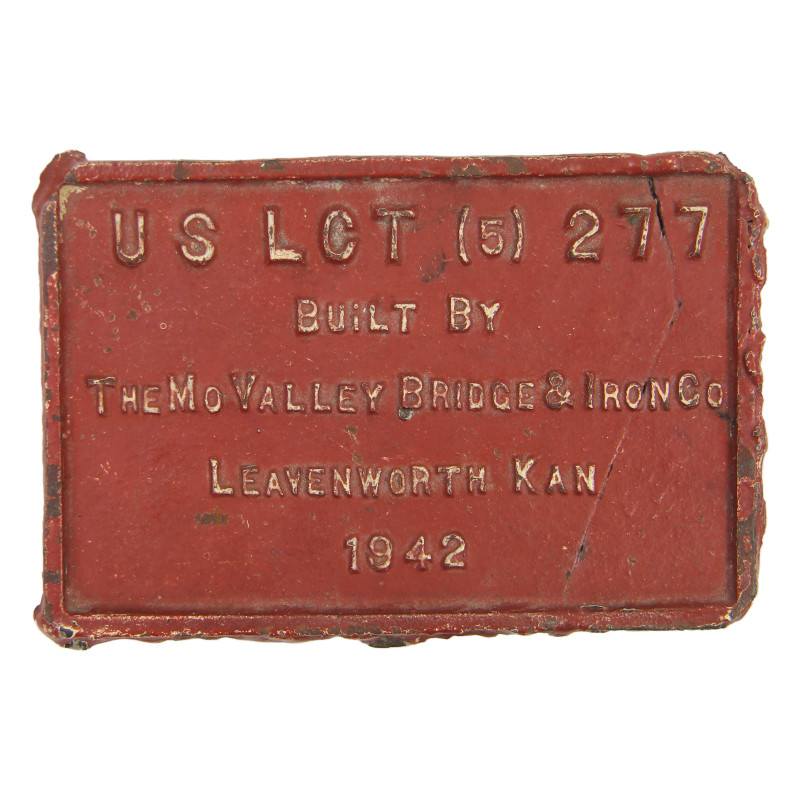 Plate, LCT(5)-277, US Navy, 1942, Sicily, Italy and Provence, MTO Plate, LCT(5)-277, US Navy, 1942, Sicily, Italy and Provence, MTO