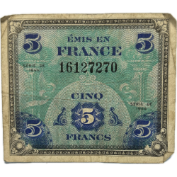 Billet d'invasion, 5 francs, 1944