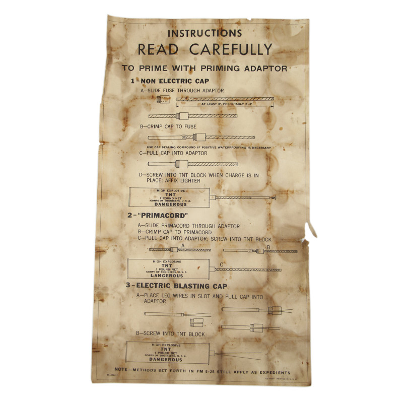 Sheet, Instruction, Priming, TNT, Demolition