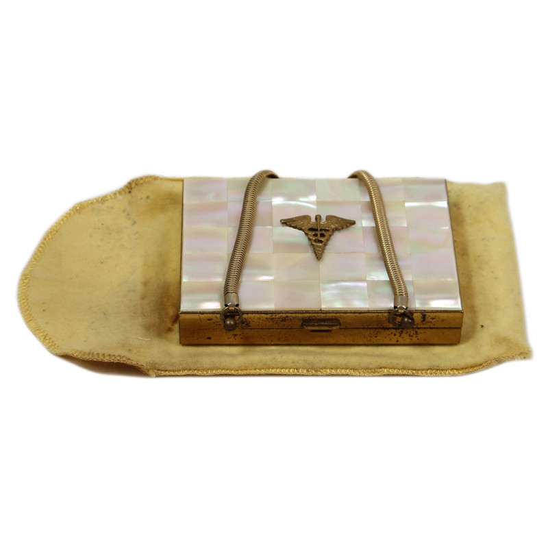 Powder Compact-Cigarette Case, Mother-of-Pearl, US Army, Medical Department