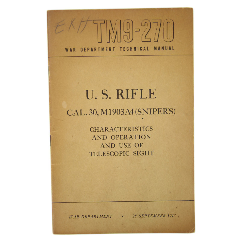 Manual, Technical, TM 9-270, US Rifle Cal. 30, M1903A4 (Sniper's), 1943