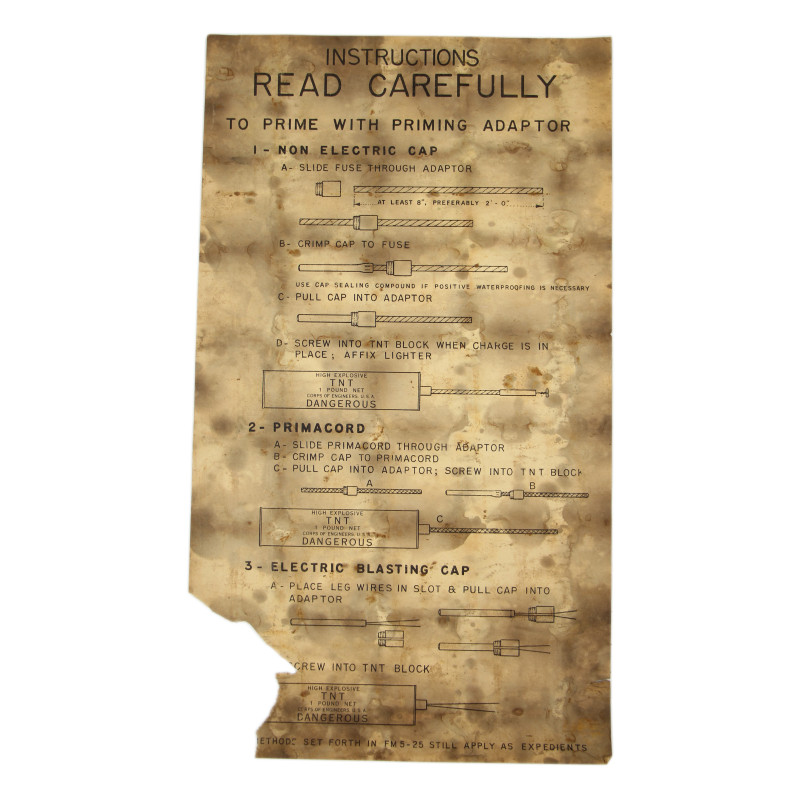 Sheet, Instruction, Priming, TNT, Demolition