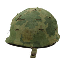 Helmet, M1, Parachutist's, with Camouflage Cover, Vietnam, 1967