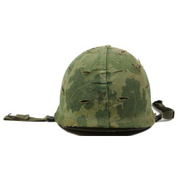 Helmet, M1, Parachutist's, with Camouflage Cover, Vietnam, 1967