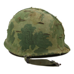 Helmet, M1, Parachutist's, with Camouflage Cover, Vietnam, 1967