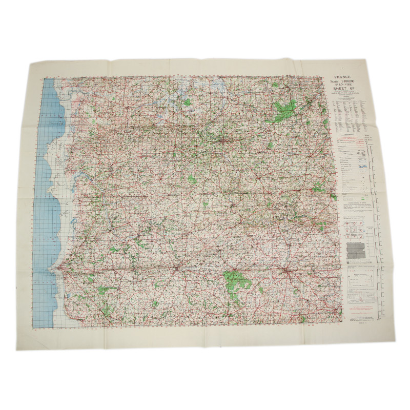 Carte, ST LÔ-VIRE, Normandie, 1943, bataille des haies