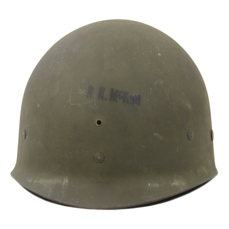 Casque M1, pattes mobiles, Schlueter, US Navy, AMM2c Ralph McKim, USS Dayton, PTO