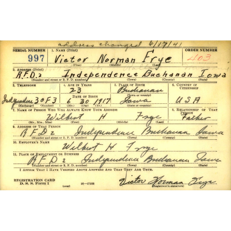 Veste de sortie, 1st Sgt. Victor Frye, Amphibious Engineers, ESB