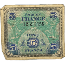 Billet d'invasion, 5 francs, 1944