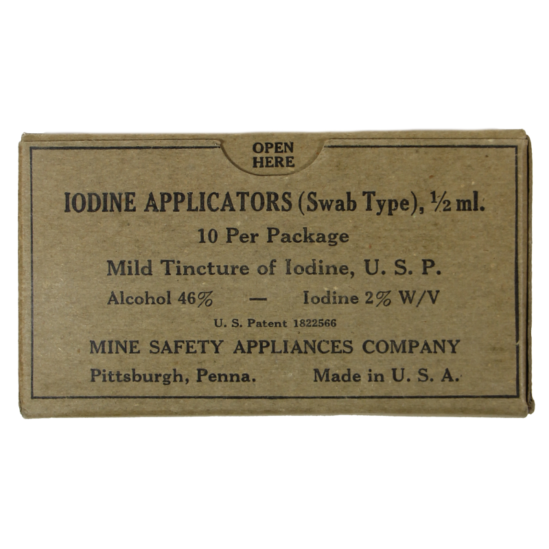 Package, iodine applicators, MINE SAFETY APPLIANCES CO.