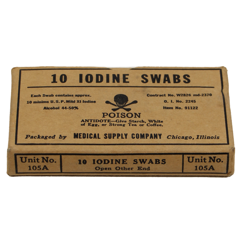 Boîte de tubes d'iodine, MEDICAL SUPPLY COMPANY, Item 91122
