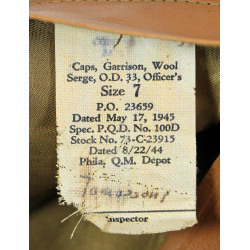 Cap, Garrison, Wool Serge, OD, Officer's, Size 7, Named