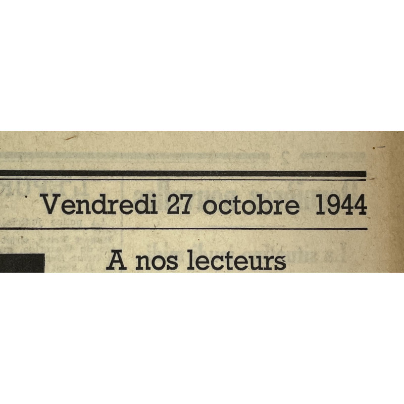 Newspaper, Belgian, La Libre Belgique, October 27, 1944