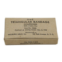 Bandage triangulaire, MILLBURN MILLS, Inc., 1942, Item No. 92040, intact