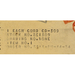 Cordon d'alimentation CD-509, pour radios BC-620/659, 1944
