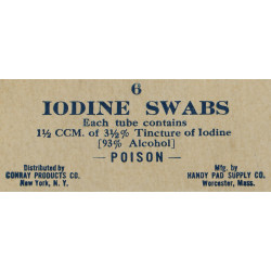 Boîte de tampons de teinture d'iode, HANDY PAD SUPPLY CO. 1938