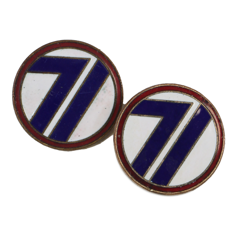 Paire de crests, 71st Infantry Division, à épingle