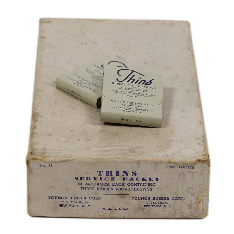 Box, Prophylactics, Thins, 'Service Packet', YOUNGS RUBBER CORP.