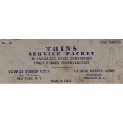 Boîte de préservatifs, Thins, 'Service Packet', YOUNGS RUBBER CORP.