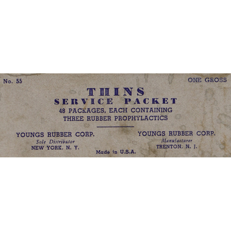 Box, Prophylactics, Thins, 'Service Packet', YOUNGS RUBBER CORP.