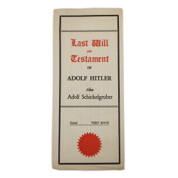 Brochure humoristique, Last Will and Testament of Adolf Hitler, 1942
