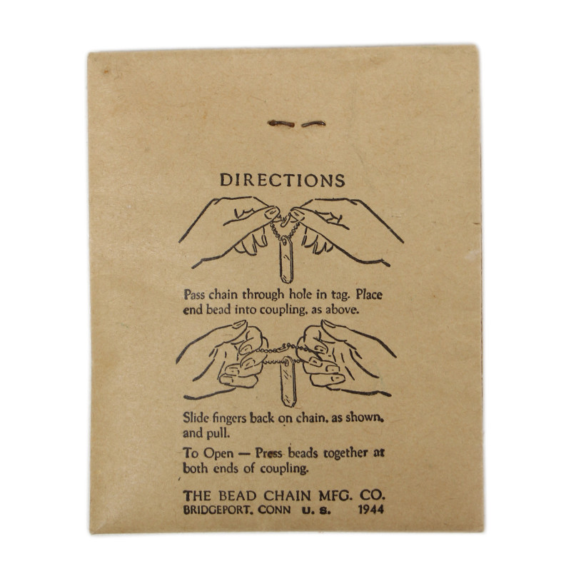 Chaînettes pour plaques d'identité, Dog Tags, 1944