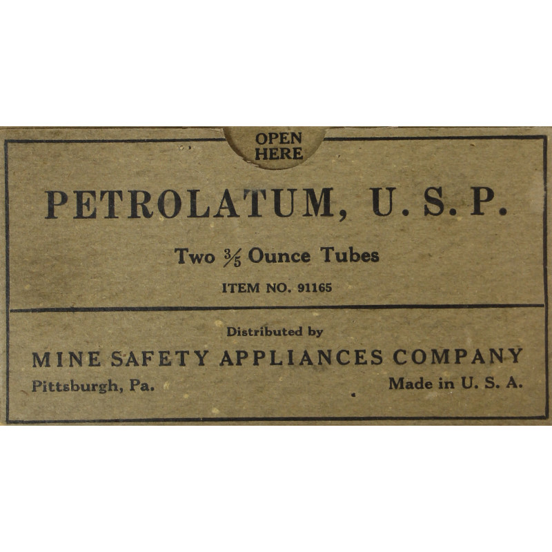 Set, Petrolatum, Two 1/2 ounce tubes, MINE SAFETY APPLIANCES