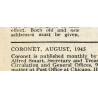 Magazine, CORONET, août 1945, US Medic
