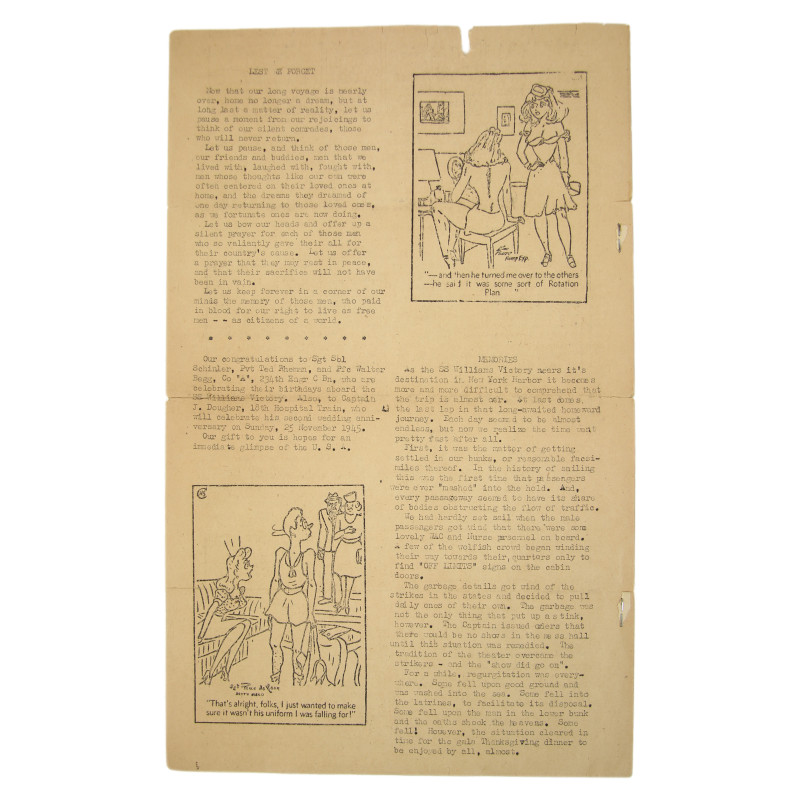 Brochure humoristique, Tars and Pipes, 24 novembre 1945, "Homecoming Issue"