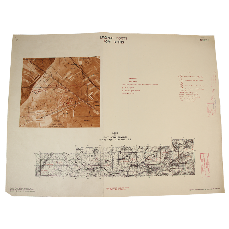 Map, Fort Bining, US Army, Maginot line