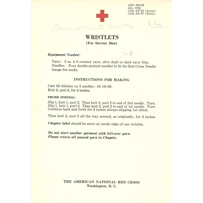 Mittens, Insert, Wool, OD, ARC, American Red Cross