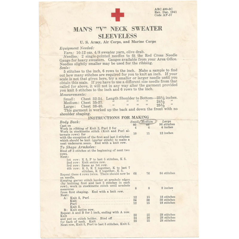 Mittens, Insert, Wool, OD, ARC, American Red Cross