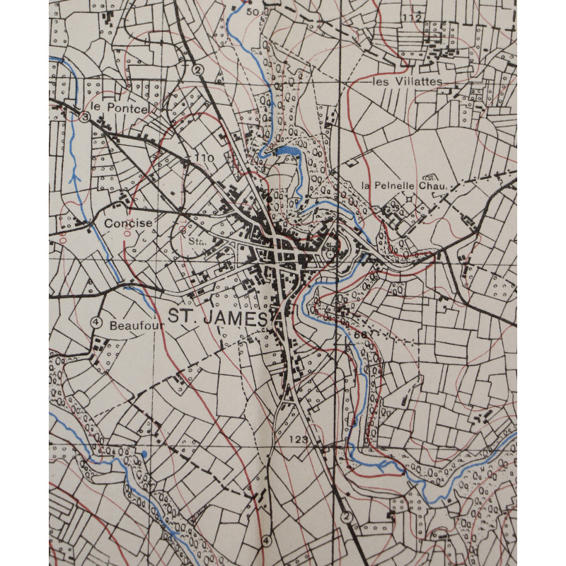 Carte de Saint-James, Normandie, 1944
