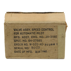 Box, Valve, Assembly, Speed control, for automatic pilot, USAAF, Jack & Heintz, Inc., 1943