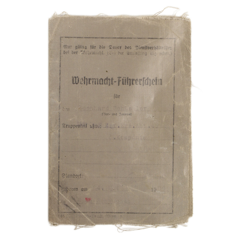 Permis de conduire et insigne de conducteur, Leonhard Schüssler, Heer, 1941